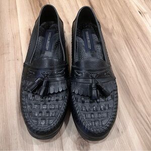 Giorgio Brutini Black Woven Tassle Loafers